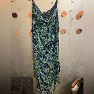 Strapless hi low dress.